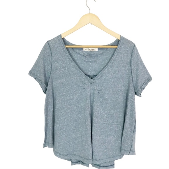 Free People All You Need Tee V Neck Short Sleeve Loose Fit Size XS Blue NWT - Picture 3 of 13